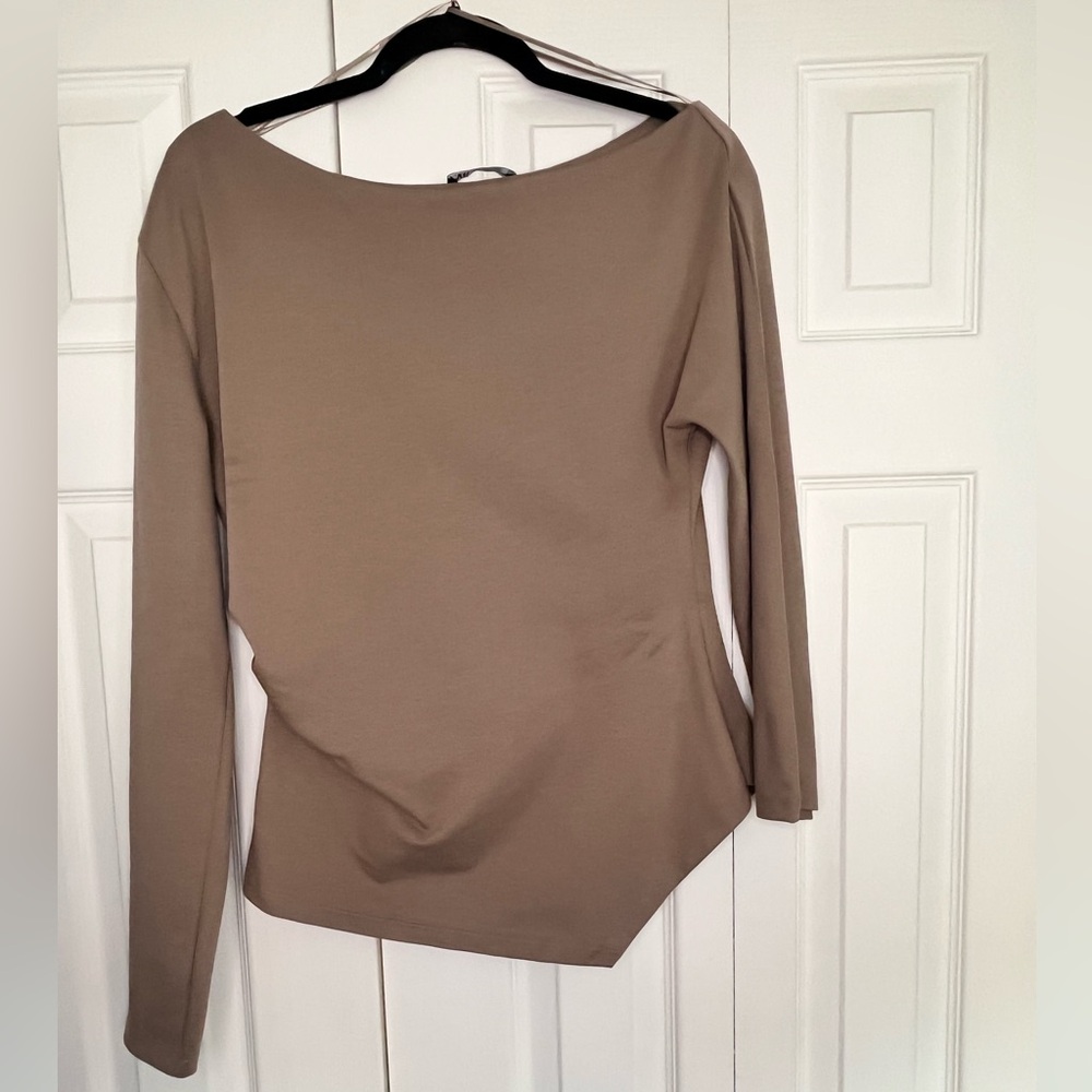 Zara Taupe Long Sleeve Top